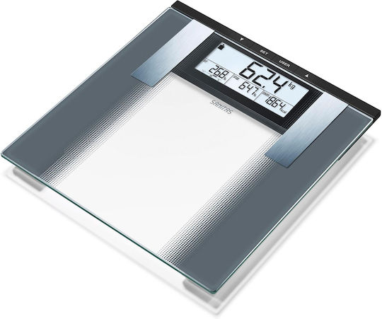 Sanitas SBG 21 Digital Badezimmerwaage mit Körperfettmessung in Silber Farbe