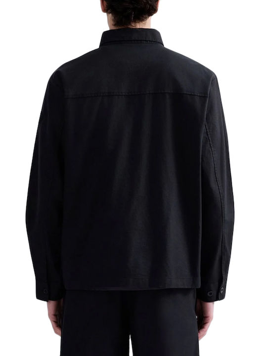 Replay Λινό Overshirt Μαυρο