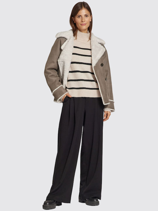 Γυναικείο Biker Jacket Taupe