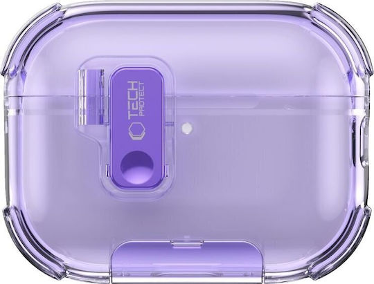 Tech-Protect Case Silicone with Hook in Purple color for Apple AirPods Pro 3