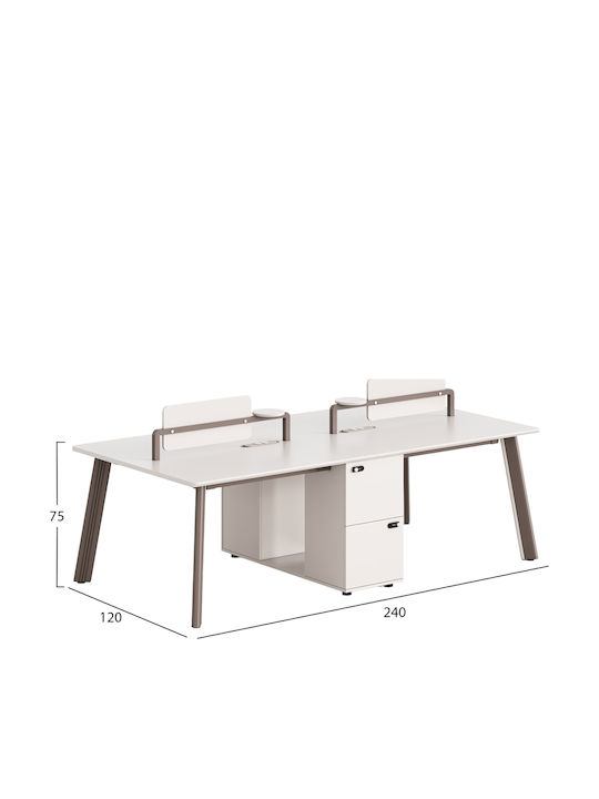 Schreibtisch Newline Holz cream 240x120x75cm