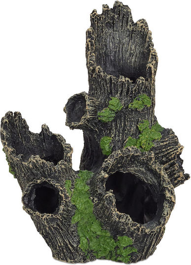 Aquarium Decoration Tree Trunk Black Green 16.5 X 15.5 X 11 Cm