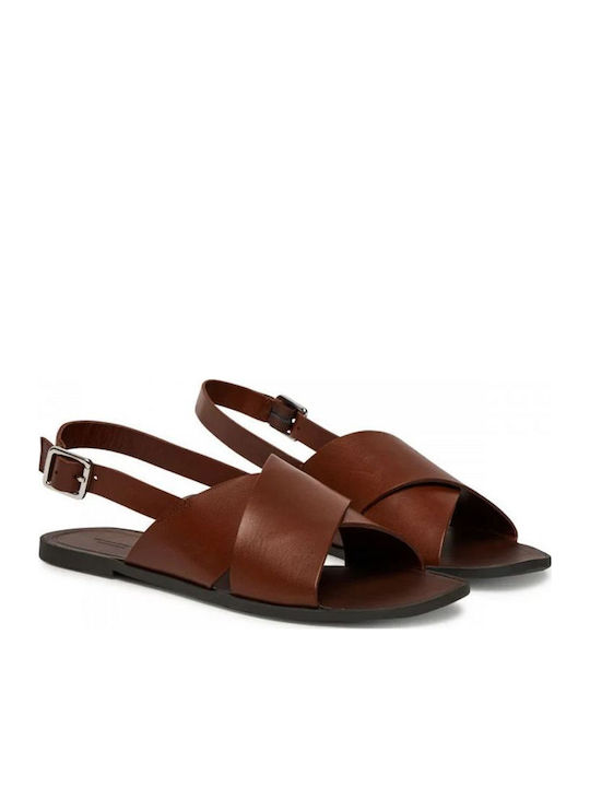 Tia Women's Flat Sandals in Brown Color