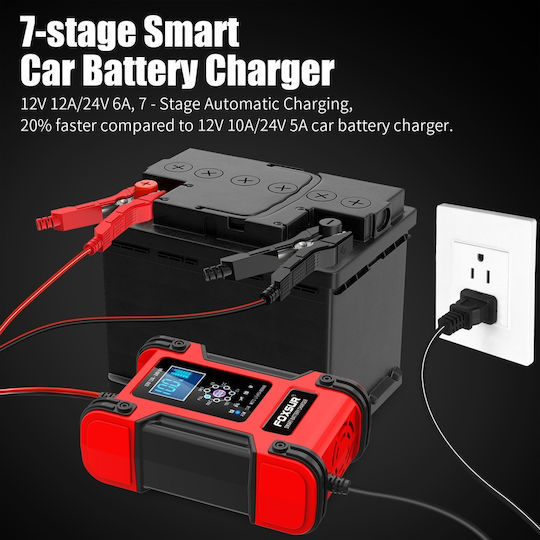 Foxsur FBC122412D Зарядно за автомобилна батерия 12V
