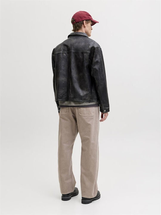 Men's Jeans Pants with Relaxed Baggy Fit Beige