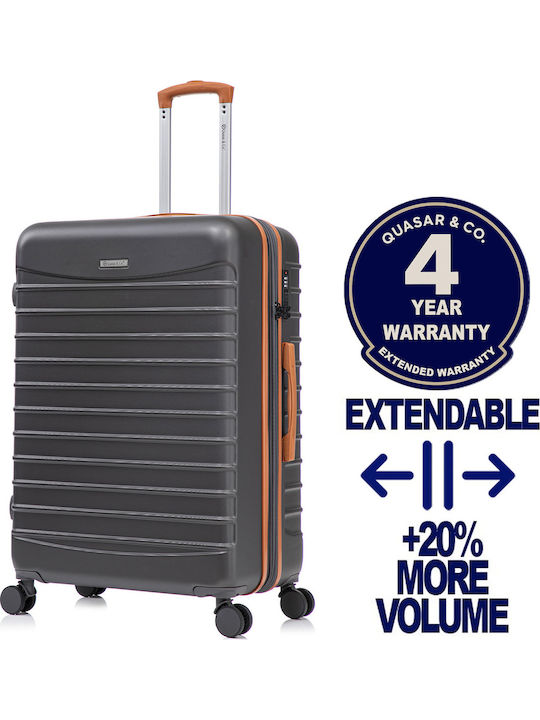 Quasar Valiză de Călătorie Mare Dură Gray/brown cu 4 roți Înălțime 77cm