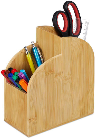 Pen Pencil Holder Relaxdays Bamboo