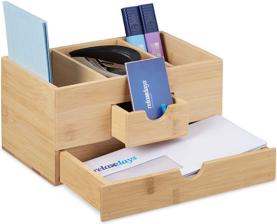 Desk Organizer Drawers Relaxdays Bamboo Approx 12 X 24 X 14.5 Cm