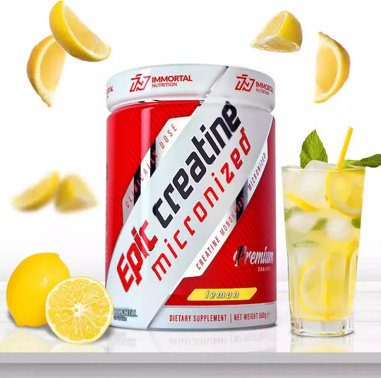Immortal Nutrition Epic Creatine Μικρονισμένη Μονοϋδρική Κρεατίνη 5000mg Lemon 500gr