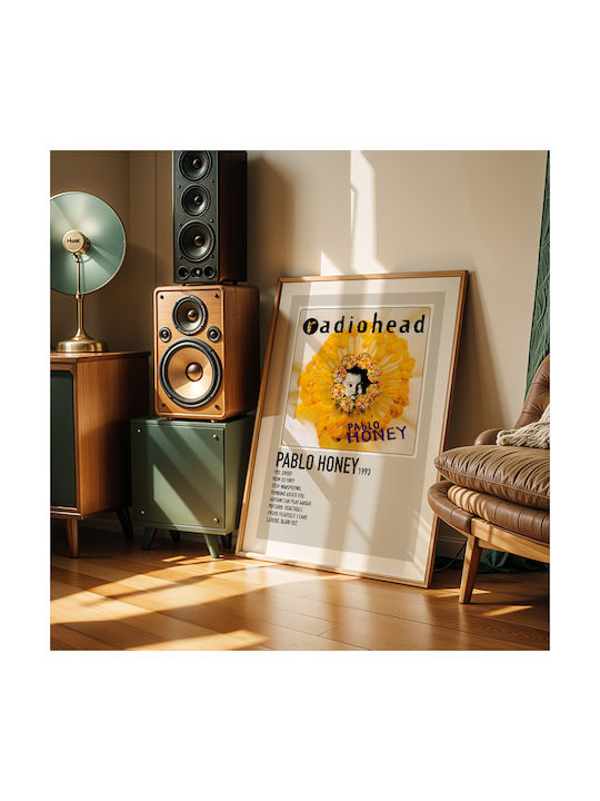 Music Poster Pablo Honey Radiohead Ms533 30cm X 40cm Frame Natural Wood Beige