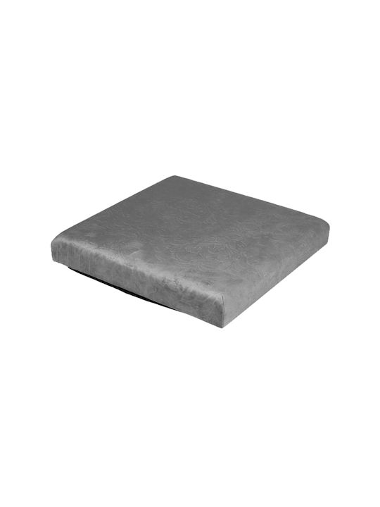 Stool For Living Room Collapsible With Storage Space Upholstered with Velvet Grey Velvet Jacquard 38x38x37.5cm