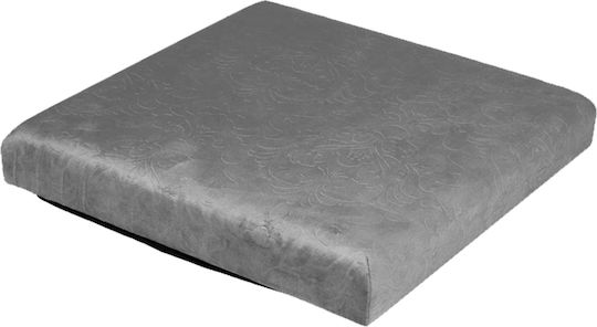Stool For Living Room Collapsible With Storage Space Upholstered with Velvet Grey Velvet Jacquard 38x38x37.5cm