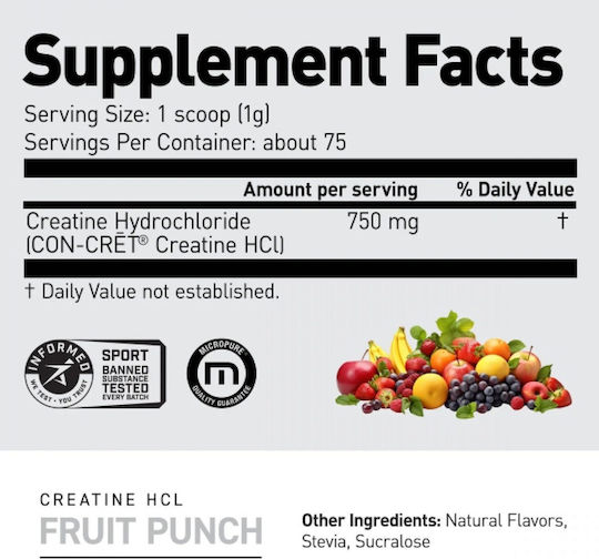 Kaged Muscle Creatine Hcl Υδροχλωρική Κρεατίνη με Γεύση Lemon Lime 76.42gr