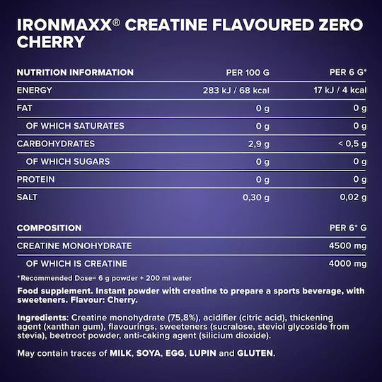IronMaxx Creatine Powder Zero Kirsche 500gr