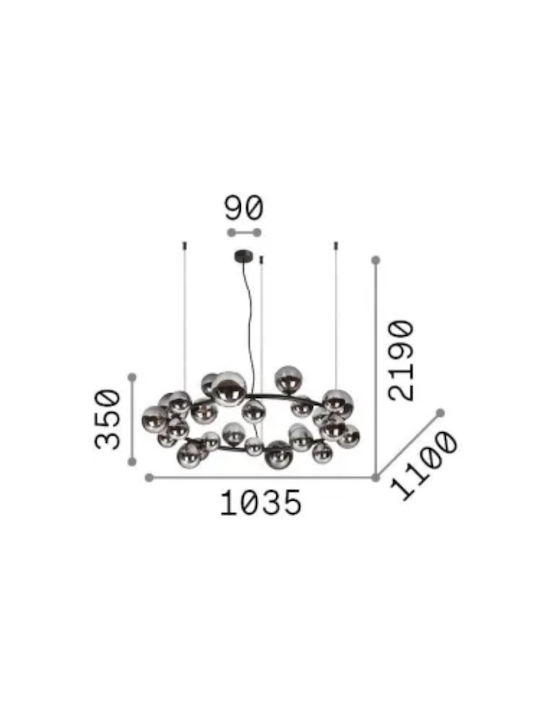Ideal Lux Pendant Light Black Rail 103.5x110cm