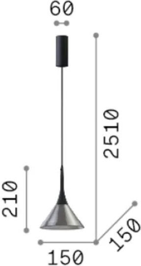 Ideal Lux Κρεμαστό Φωτιστικό LED με Θερμό Λευκό Φως 15x15εκ.