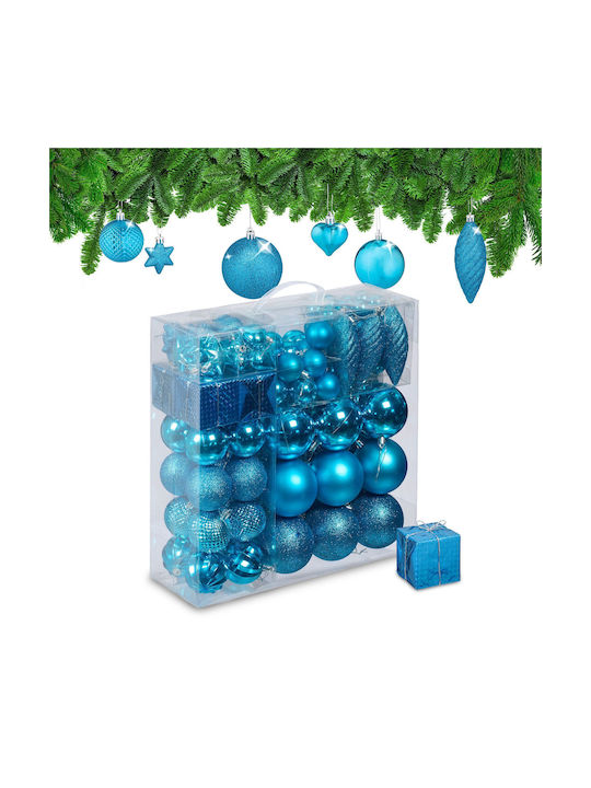 Set 110 Christmas Baubles Relaxdays Turquoise