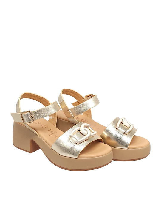 Leder Sandalen Gold
