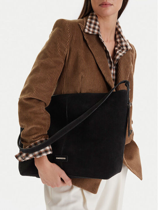 Leder Damentasche Schultertasche Schwarz