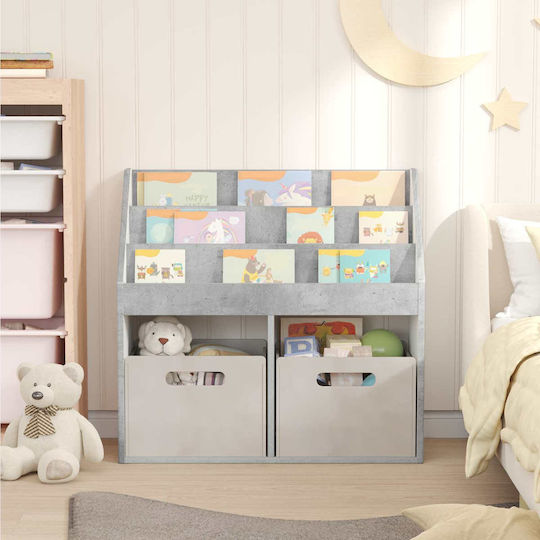 Bibliotecă Din Lemn Gri Pentru Pardoseală 72,5x29,5x69cm