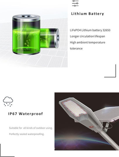 Led Wasserfest Solarleuchte Straßen 400w Basisstütze Fernbedienung Jortan