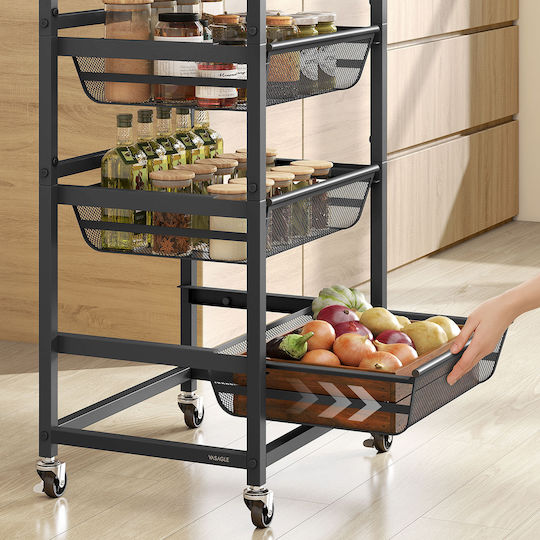 Vasagle Rack de bucătărie Metalic Neagră 5 Sloturi 40x31.7x95cm