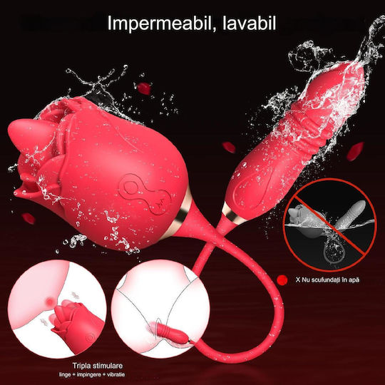 Women's Vibrator Clitoral Nipple Stimulation 10 Licking Vibrating Modes 2 Suction Modes Waterproof Red