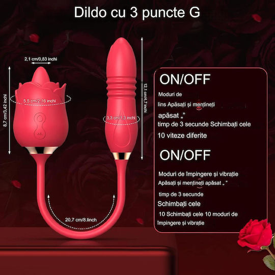 Women's Vibrator Clitoral Nipple Stimulation 10 Licking Vibrating Modes 2 Suction Modes Waterproof Red