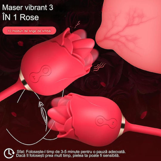 Women's Vibrator Clitoral Nipple Stimulation 10 Licking Vibrating Modes 2 Suction Modes Waterproof Red