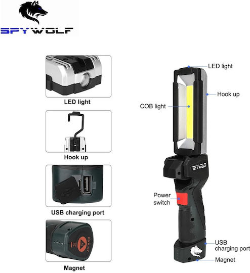 Spywolf Μπαλαντέζα Φωτισμού Συνεργείου Επαναφορτιζόμενος LED με Φωτεινότητα έως 6000lm 2τμχ
