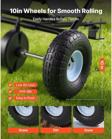 Vevor Towable Lawn Rear Lawn Spread Width 3m Garden Lawn Universal Hottie Capacity 38.6kg & All Terrain Tires 10 Inches Fertilizer Spreader Seed Spreader Atv Utv
