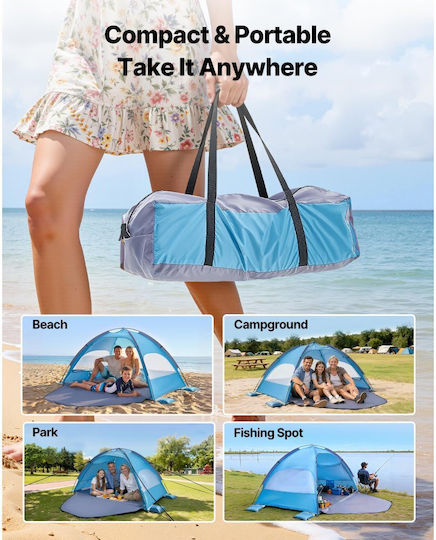 Vevor Strandszene für 3 Personen Blau