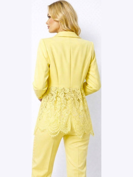 Μακρύ Γυναικείο Σακάκι Yellow