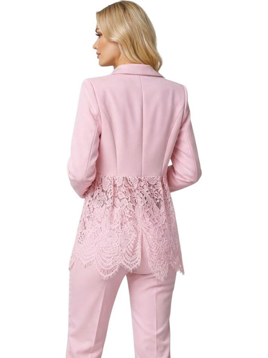 Lung Blazer pentru femei Sacou Pink