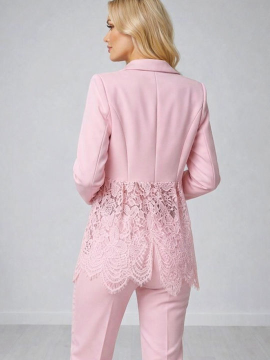 Lung Blazer pentru femei Sacou Pink