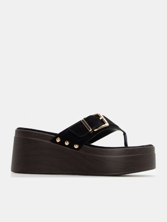 Women's Synthetic Leather Platform Shoes Black