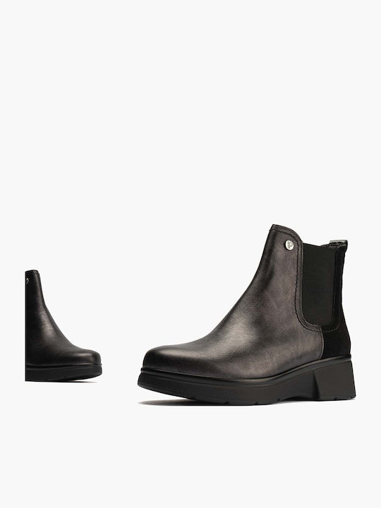 Leder Stiefeletten Damen Schwarz