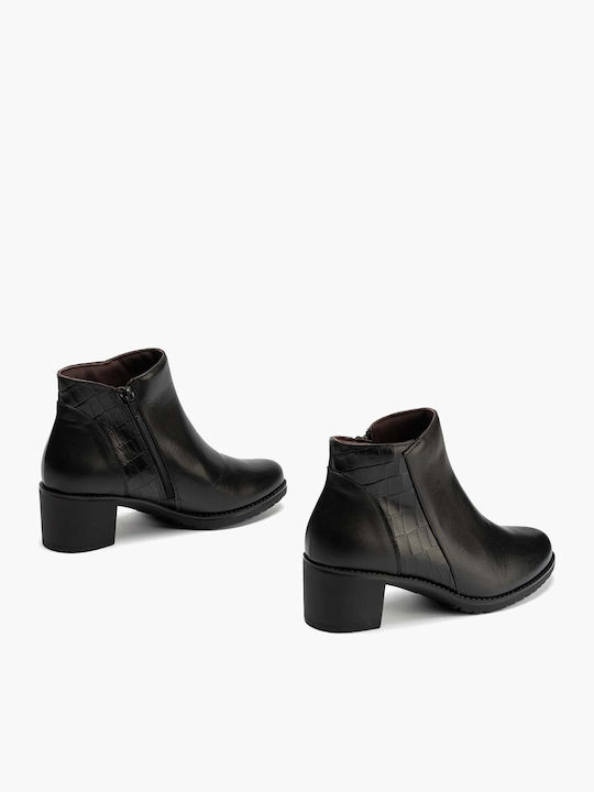 Leder Stiefeletten Damen Schwarz