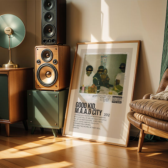 Music Poster Good Kid M.a.a.d City Kendrick Lamar Ms539 30cm X 40cm Κορνίζα Φυσικό Ξύλου Μπεζ