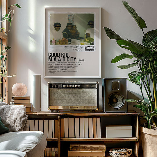 Music Poster Good Kid M.a.a.d City Kendrick Lamar Ms539 30cm X 40cm Κορνίζα Φυσικό Ξύλου Μπεζ