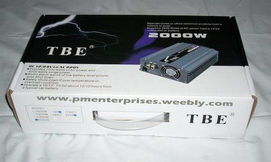 TBE TBE Car Inverter Pure Sinewave 2000W to Converter 24V DC in 220V AC