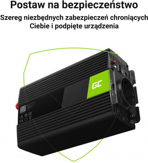 Green Cell Инвертор за кола Чиста синусоидална вълна 1000W за преобразуване на 24V DC в 230V AC с 1xUSB