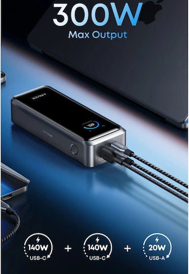 Anker Prime Power Bank 26250mAh 300W με Θύρα USB-A και 2 Θύρες USB-C Μαύρο