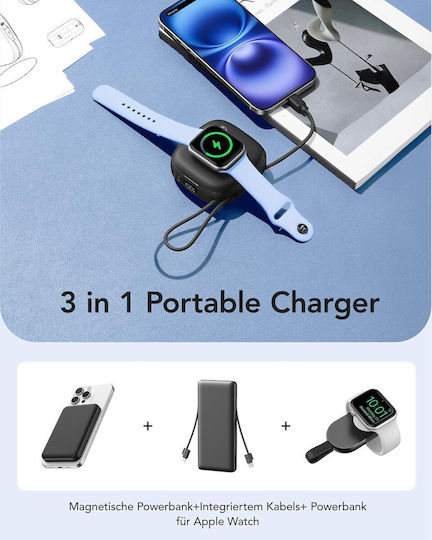 Charmast W1205 MagSafe Power Bank 10000mAh 20W with USB-C Port Power Delivery Black