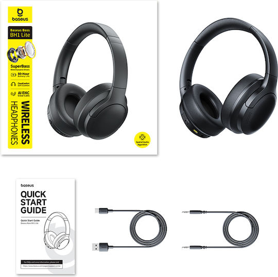 Baseus Bass BH1 Lite Kabellos / Kabelgebunden Über Ohr Kopfhörer mit 80 Stunden Betriebszeit Schwarz