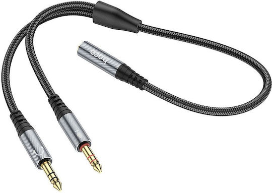 Hoco Hoco 3,5mm Klinkenkabel 3,5mm Stecker - 2x 3,5mm Buchse Grau 0,25m