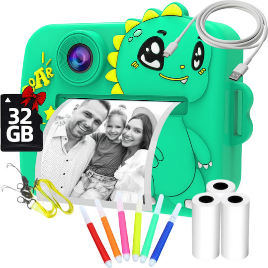 Smartic Cameră Pentru Copii Hd 1080p Rezoluție Baterie 1100mah Ecran 2.4 Inch Card Memorie 32 Gb Funcție Imprimare Instant 4 Jocuri 4 Role Imprimare Mp3 Mod Selfie 6 Markere