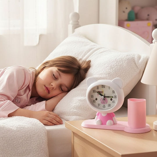 Avizar Fun Alarm Clock Pencil Holder Children White Pink