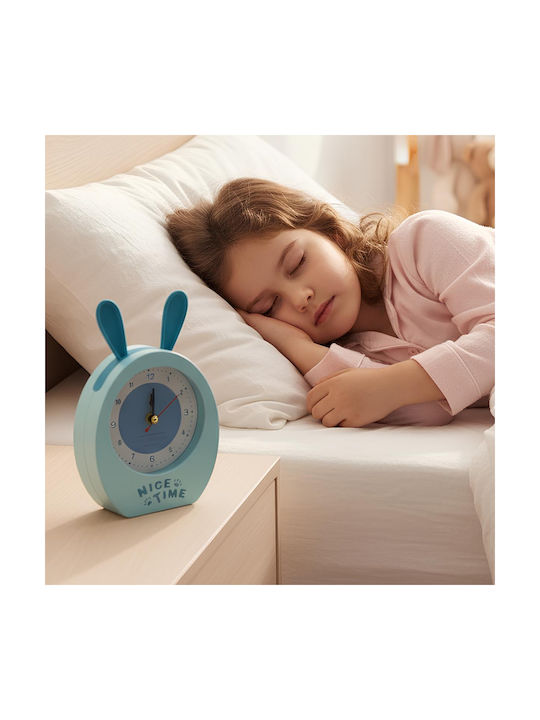 Avizar Analog Alarm Clock Children Rabbit Ears Design Nice Time Model Blue