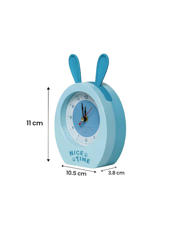 Avizar Analog Alarm Clock Children Rabbit Ears Design Nice Time Model Blue